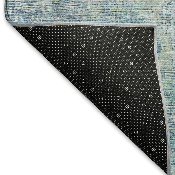 HomeRoots 5' X 8' Blue and Gold Abstract Area Rug - Washable, UV Protected, Durable & Stylish for Any Room 692252