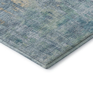 HomeRoots 5' X 8' Blue and Gold Abstract Area Rug - Washable, UV Protected, Durable & Stylish for Any Room 692252
