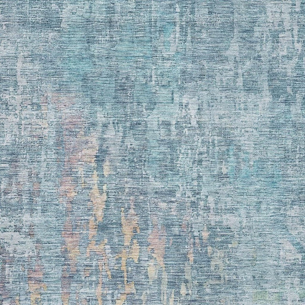 HomeRoots 5' X 8' Blue and Gold Abstract Area Rug - Washable, UV Protected, Durable & Stylish for Any Room 692252