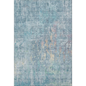 HomeRoots 5' X 8' Blue and Gold Abstract Area Rug - Washable, UV Protected, Durable & Stylish for Any Room 692252