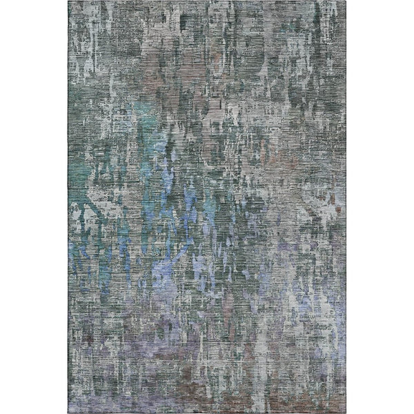 HomeRoots 5' X 8' Fern Green, Blue & Beige Abstract Area Rug - Washable, Stain-Resistant, UV Protected Design 692258