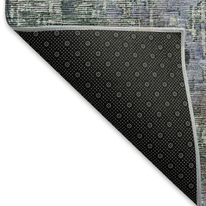 HomeRoots 5' X 8' Fern Green, Blue & Beige Abstract Area Rug - Washable, Stain-Resistant, UV Protected Design 692258