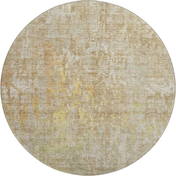 HomeRoots 8' X 8' Contemporary Abstract Washable Round Rug in Fern Green, Blue & Beige with UV Protection 692265