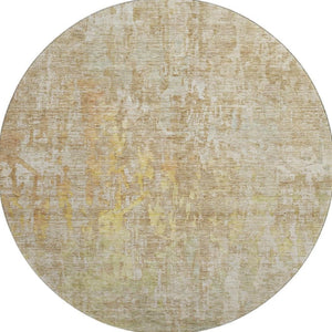 HomeRoots 8' X 8' Contemporary Abstract Washable Round Rug in Fern Green, Blue & Beige with UV Protection 692265