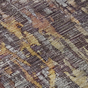 HomeRoots 9' X 12' Washable Abstract Area Rug in Pewter Gold & Eggplant - Durable, UV-Protected, Stylish Design 692273