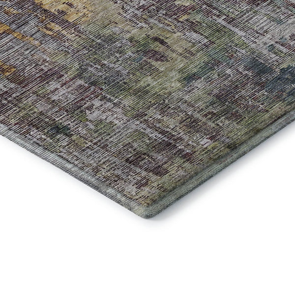 HomeRoots 10' X 14' Modern Pewter Gold Eggplant Abstract Washable Area Rug with UV Protection & Stain Resistance 692274