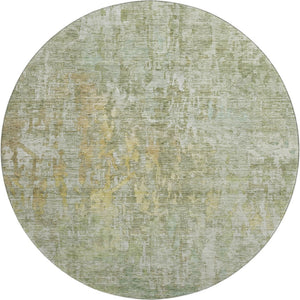 HomeRoots 8' X 8' Sage Gold Beige Abstract Round Area Rug - Washable, UV Protected, Perfect for High-Traffic Spaces 692277