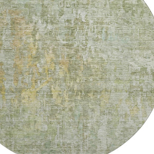 HomeRoots 8' X 8' Sage Gold Beige Abstract Round Area Rug - Washable, UV Protected, Perfect for High-Traffic Spaces 692277