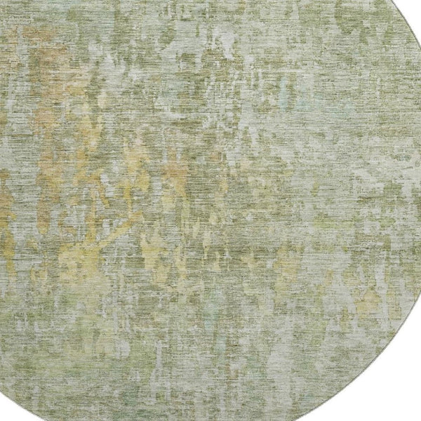 HomeRoots 8' X 8' Sage Gold Beige Abstract Round Area Rug - Washable, UV Protected, Perfect for High-Traffic Spaces 692277
