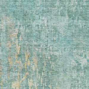 HomeRoots 5' X 8' Teal and Gold Abstract Area Rug – Stylish, Washable, UV-Protected, Family-Friendly Design! 692282