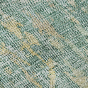 HomeRoots 8' X 8' Teal & Gold Abstract Washable Round Rug - Durable, Stylish, UV-Protected for Modern Spaces 692283