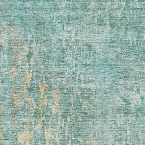 HomeRoots 8' Teal And Gold Abstract Area Rug - Machine Washable, UV Protected, Durable for Busy Homes 692284