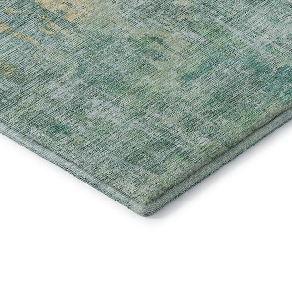 HomeRoots 10' X 14' Teal and Gold Abstract Area Rug – Soft, Stain-Resistant, UV-Protected for Modern Spaces 692286