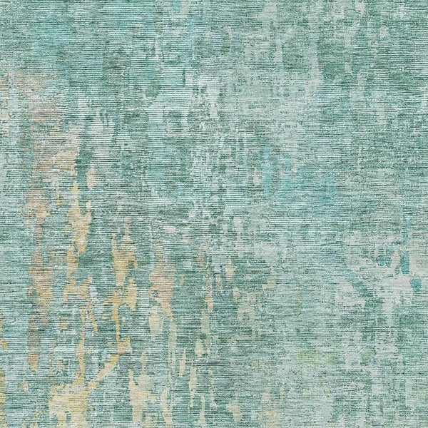 HomeRoots 10' X 14' Teal and Gold Abstract Area Rug – Soft, Stain-Resistant, UV-Protected for Modern Spaces 692286