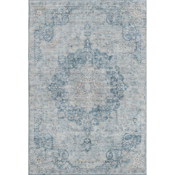 HomeRoots 5' X 8' Blue Floral Area Rug - Washable, Stain-Resistant, UV Protected, Non-Slip Design for Durability 692288