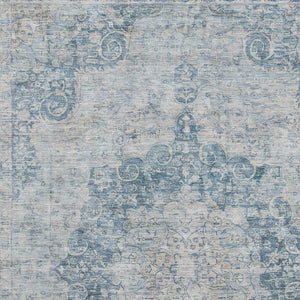 HomeRoots 5' X 8' Blue Floral Area Rug - Washable, Stain-Resistant, UV Protected, Non-Slip Design for Durability 692288