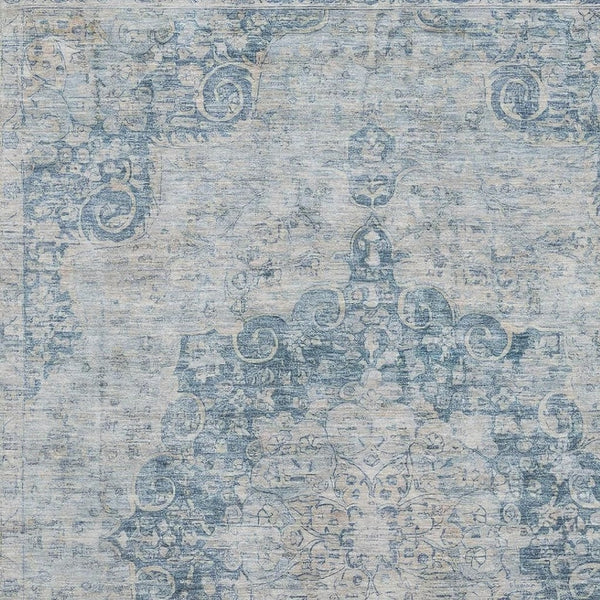 HomeRoots 5' X 8' Blue Floral Area Rug - Washable, Stain-Resistant, UV Protected, Non-Slip Design for Durability 692288