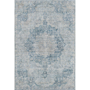 HomeRoots 8' Blue And Ivory Floral Washable Area Rug - Stain Resistant, UV Protected, Perfect for Busy Homes! 692290