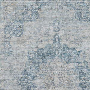 HomeRoots 10' Blue and Ivory Floral Area Rug – Washable, UV Protected, Stain Resistant for Elegant Living Spaces 692292
