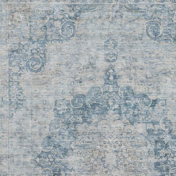 HomeRoots 10' Blue and Ivory Floral Area Rug – Washable, UV Protected, Stain Resistant for Elegant Living Spaces 692292