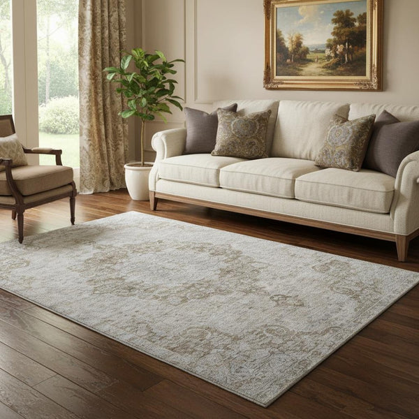 HomeRoots 5' X 8' Chocolate and Beige Oriental Area Rug – Washable, Stain-Resistant, UV Protected Elegance 692294