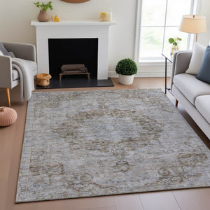 HomeRoots 5' X 8' Chocolate and Beige Oriental Area Rug – Washable, Stain-Resistant, UV Protected Elegance 692294
