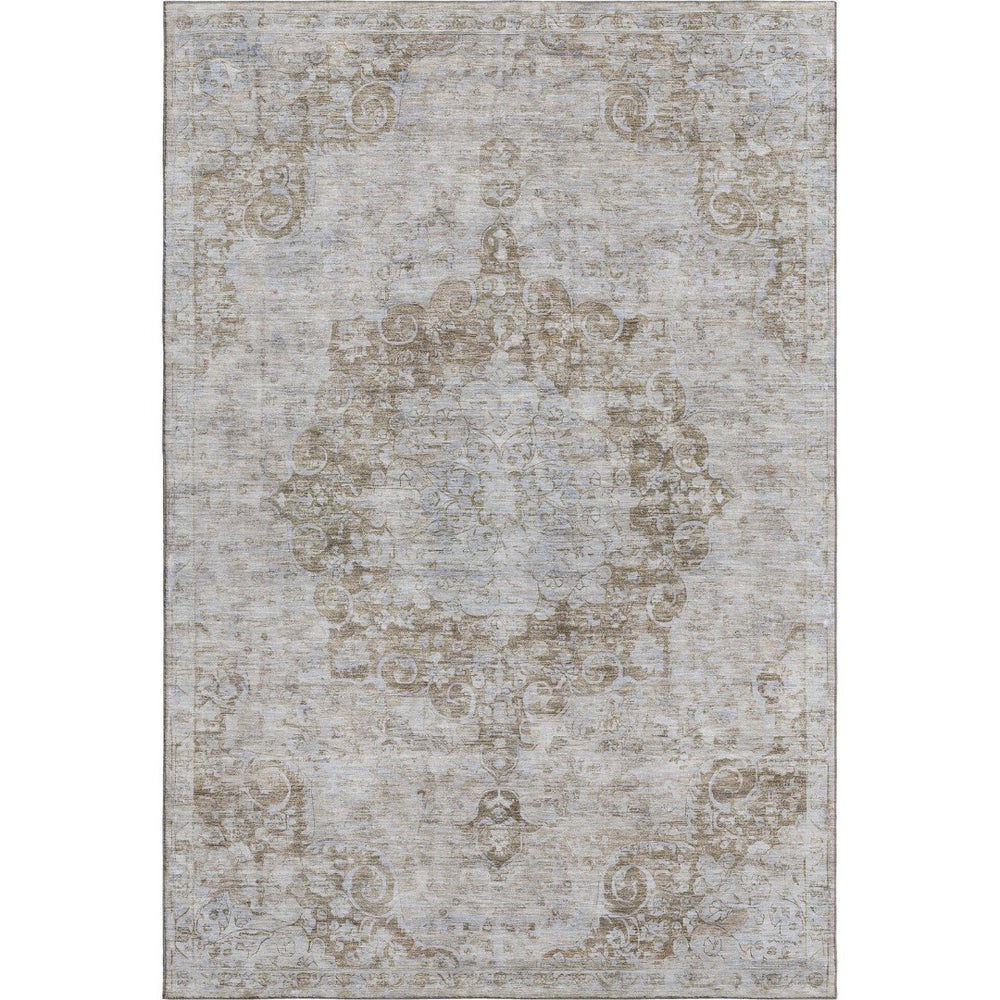 HomeRoots 5' X 8' Chocolate and Beige Oriental Area Rug – Washable, Stain-Resistant, UV Protected Elegance 692294