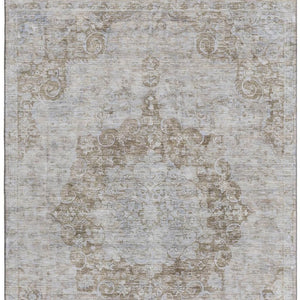 HomeRoots 5' X 8' Chocolate and Beige Oriental Area Rug – Washable, Stain-Resistant, UV Protected Elegance 692294