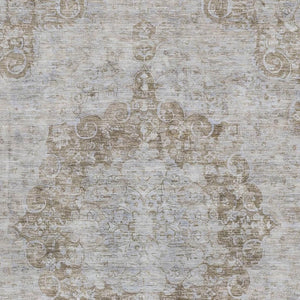 HomeRoots 8' Chocolate and Beige Oriental Area Rug - Washable, UV-Protected, Stain-Resistant & Durable Design 692296