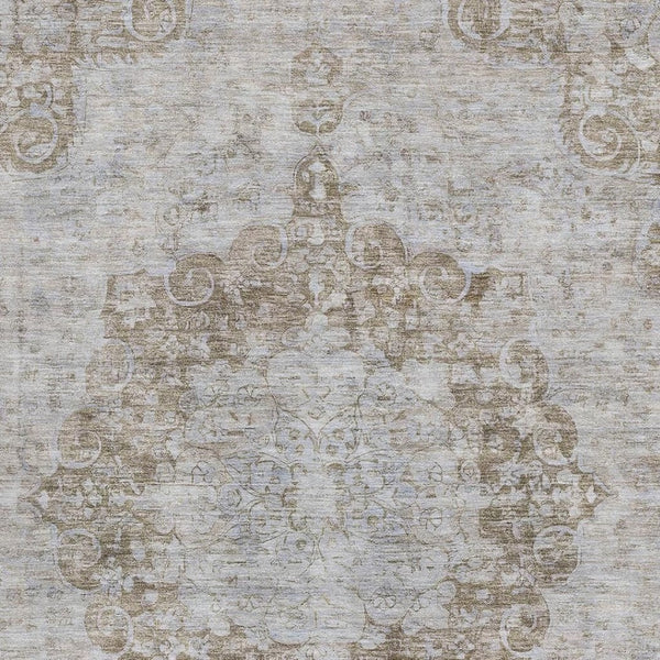 HomeRoots 8' Chocolate and Beige Oriental Area Rug - Washable, UV-Protected, Stain-Resistant & Durable Design 692296