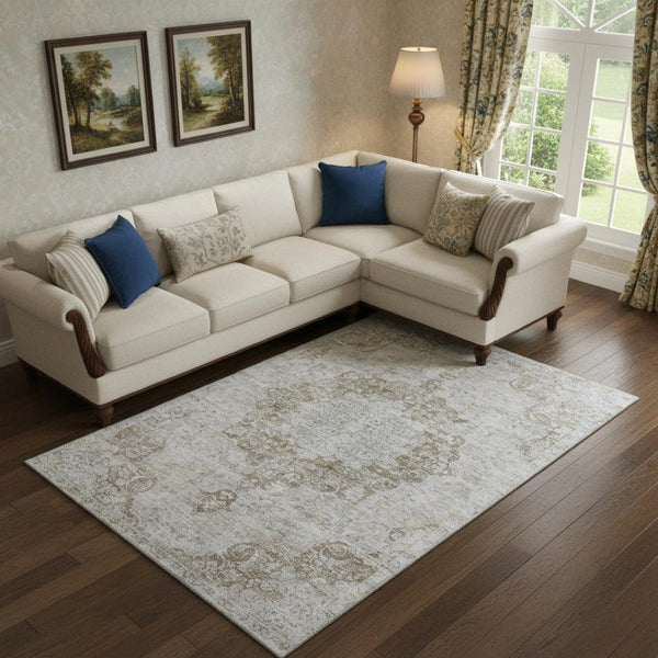 HomeRoots 9' X 12' Chocolate & Beige Oriental Washable Area Rug – Soft, Durable, UV Protected for All Homes! 692297