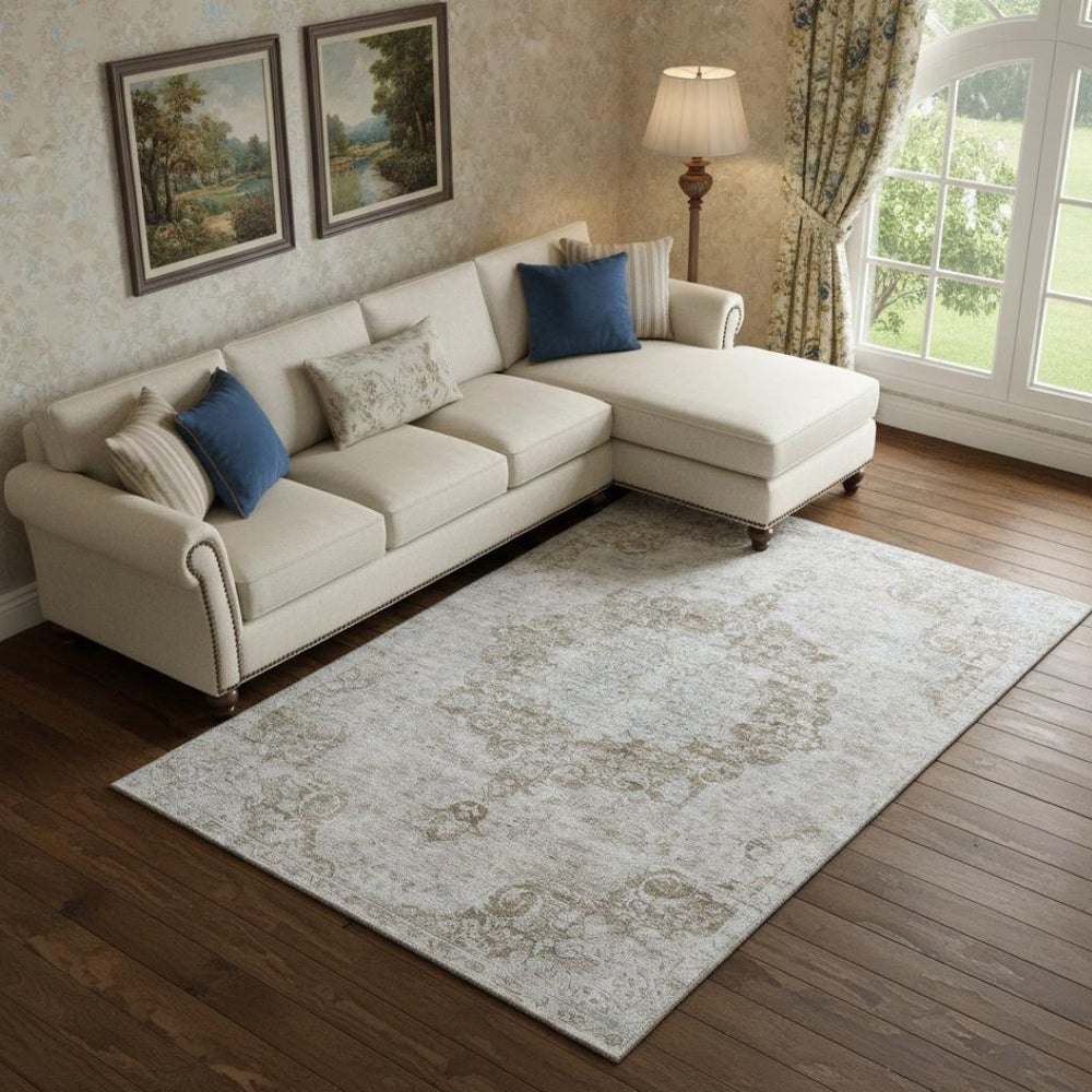 HomeRoots 10' Chocolate & Beige Oriental Area Rug - Washable, Stain-Resistant, UV Protected for Busy Homes 692298