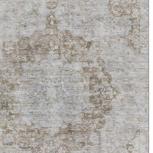HomeRoots 10' Chocolate & Beige Oriental Area Rug - Washable, Stain-Resistant, UV Protected for Busy Homes 692298