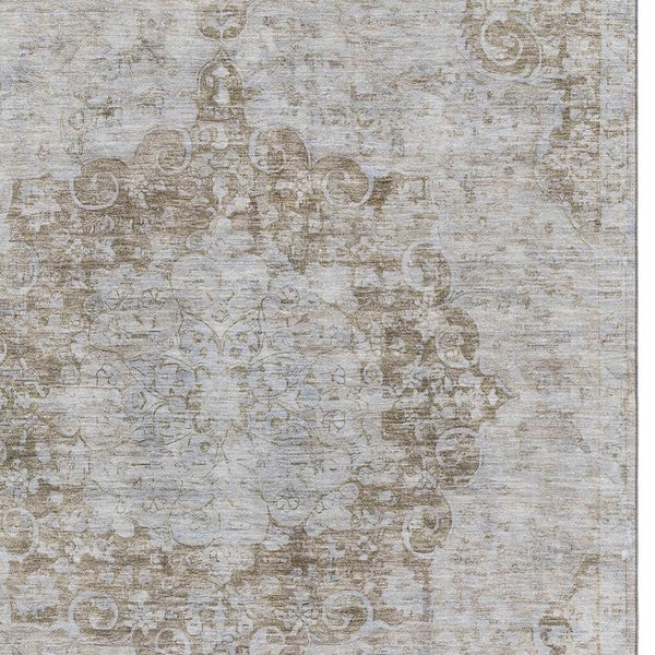 HomeRoots 10' Chocolate & Beige Oriental Area Rug - Washable, Stain-Resistant, UV Protected for Busy Homes 692298