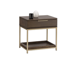 Sunpan Rebel Nightstand - Modern Oak Wood Design with Soft Closing Drawer and Elegant Gold Hardware Accents Small - 23.5W x 17.75D x 23.5H