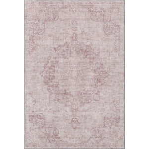 HomeRoots 5' X 8' Pink and Ivory Washable Oriental Area Rug with UV Protection - Durable, Stylish & Easy Care 692306