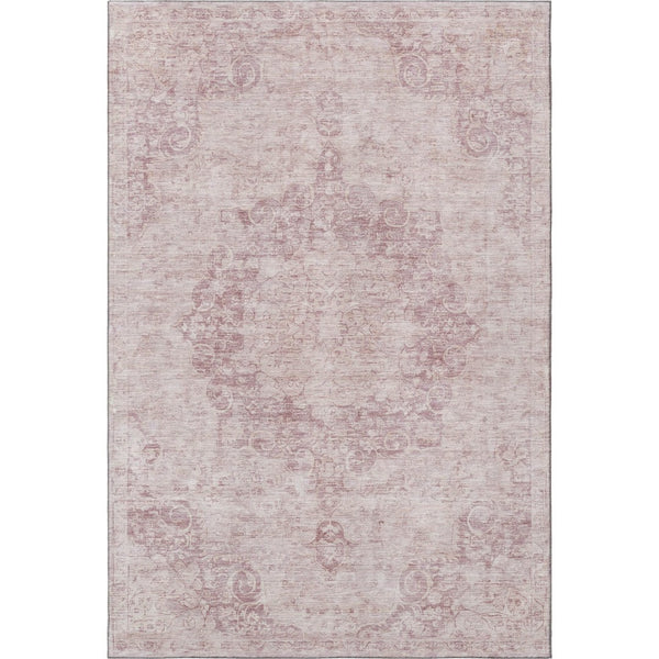 HomeRoots 5' X 8' Pink and Ivory Washable Oriental Area Rug with UV Protection - Durable, Stylish & Easy Care 692306