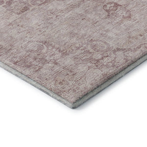 HomeRoots 8' X 8' Pink and Ivory Oriental Washable Round Rug – Elegant, Stain-Resistant, UV-Protected Design! 692307