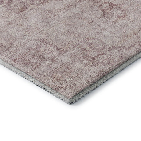 HomeRoots 8' X 8' Pink and Ivory Oriental Washable Round Rug – Elegant, Stain-Resistant, UV-Protected Design! 692307