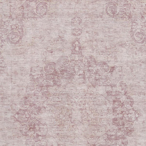 HomeRoots 8' Pink and Ivory Oriental Area Rug - Washable, UV-Protected, and Stylish for High-Traffic Spaces 692308