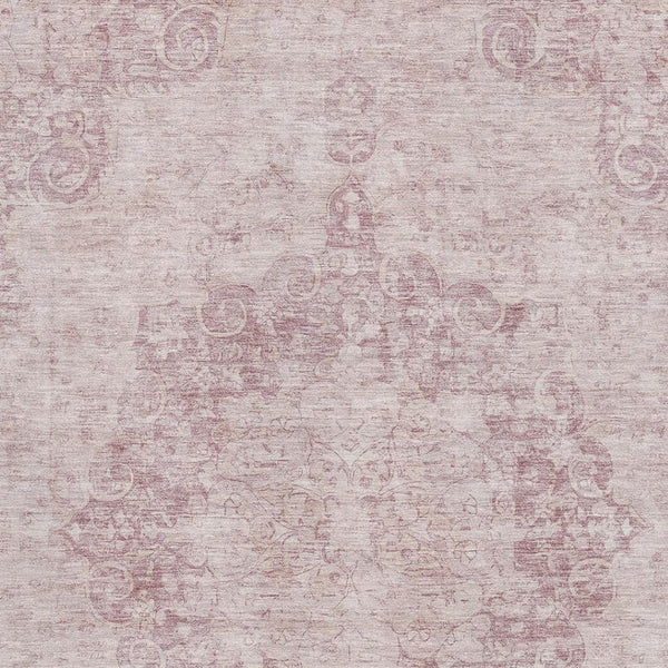 HomeRoots 8' Pink and Ivory Oriental Area Rug - Washable, UV-Protected, and Stylish for High-Traffic Spaces 692308