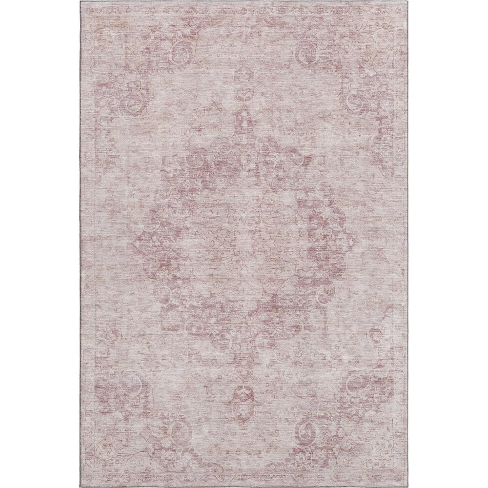 HomeRoots 9' X 12' Pink and Ivory Oriental Area Rug - Washable, Stain Resistant, UV Protected for Everyday Use 692309
