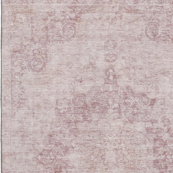 HomeRoots 9' X 12' Pink and Ivory Oriental Area Rug - Washable, Stain Resistant, UV Protected for Everyday Use 692309
