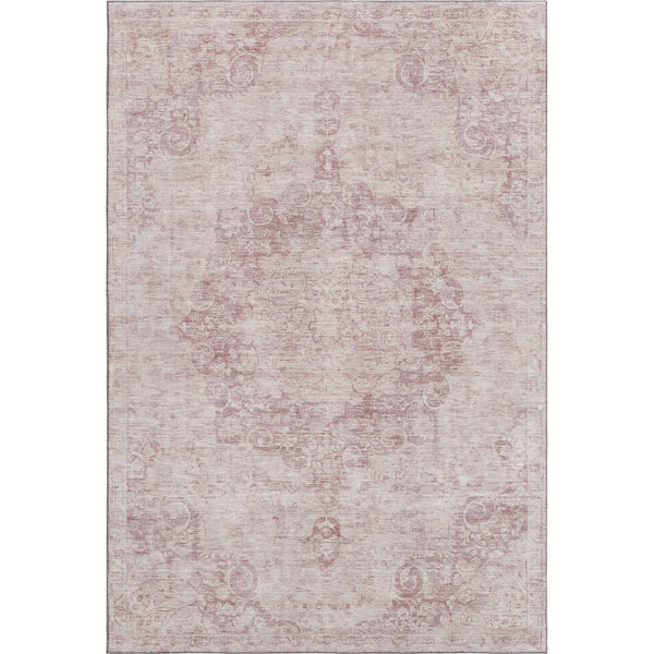 HomeRoots 10' X 14' Pink And Ivory Oriental Area Rug - Washable, UV-Protected, Stain-Resistant & Durable Design 692310