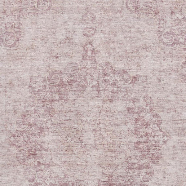 HomeRoots 10' X 14' Pink And Ivory Oriental Area Rug - Washable, UV-Protected, Stain-Resistant & Durable Design 692310