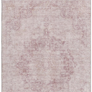 HomeRoots 10' X 14' Pink And Ivory Oriental Area Rug - Washable, UV-Protected, Stain-Resistant & Durable Design 692310