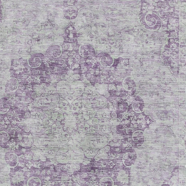 HomeRoots 5' X 8' Purple & Silver Oriental Washable Area Rug - UV Protected, Durable, Stain-Resistant Elegance 692312