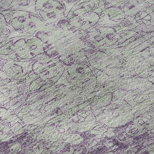 HomeRoots 8' X 8' Stylish Purple and Silver Washable Oriental Round Rug - UV Protected & Easy Care Design 692313