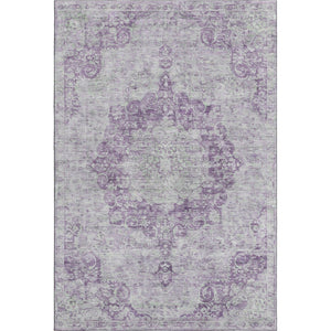HomeRoots 8' Purple and Silver Oriental Area Rug - Washable, UV Protected, Stain Resistant for Busy Homes 692314