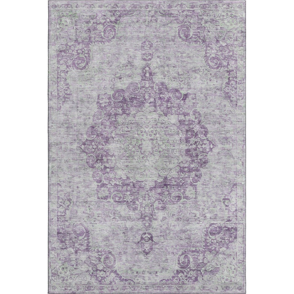 HomeRoots 8' Purple and Silver Oriental Area Rug - Washable, UV Protected, Stain Resistant for Busy Homes 692314